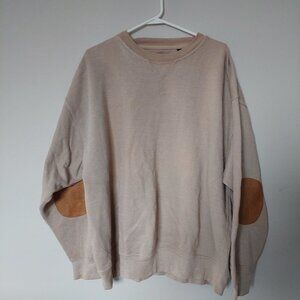 Orvis  Y2K Men's Size L Beige Cotton-blend Sweater leather elbow patches